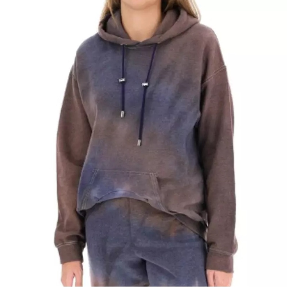 Collina Strada Tie-Dye Gathered-Hem Hoodie - Brown